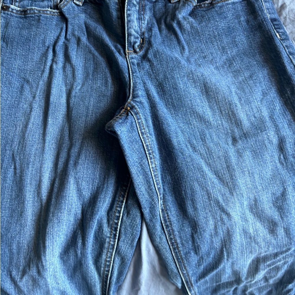 Liz & Co. Stretch Womens Denim Capri Jeans - Size 8 Petite Blue